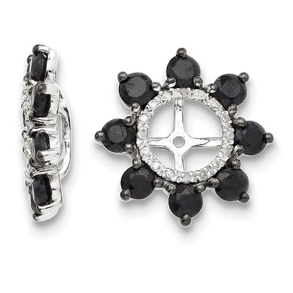 Sterling Silver Rhodium Diamond u0026 Black Sapphire Earring Jacket