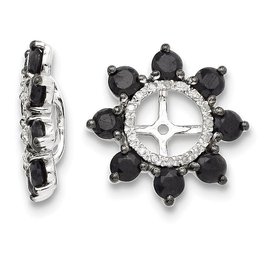 Sterling Silver Rhodium Diamond u0026 Black Sapphire Earring Jacket