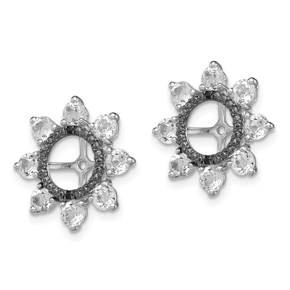 Sterling Silver Rhodium White Topaz u0026 Black Sapphire Earring Jacket