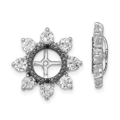 Sterling Silver Rhodium White Topaz u0026 Black Sapphire Earring Jacket