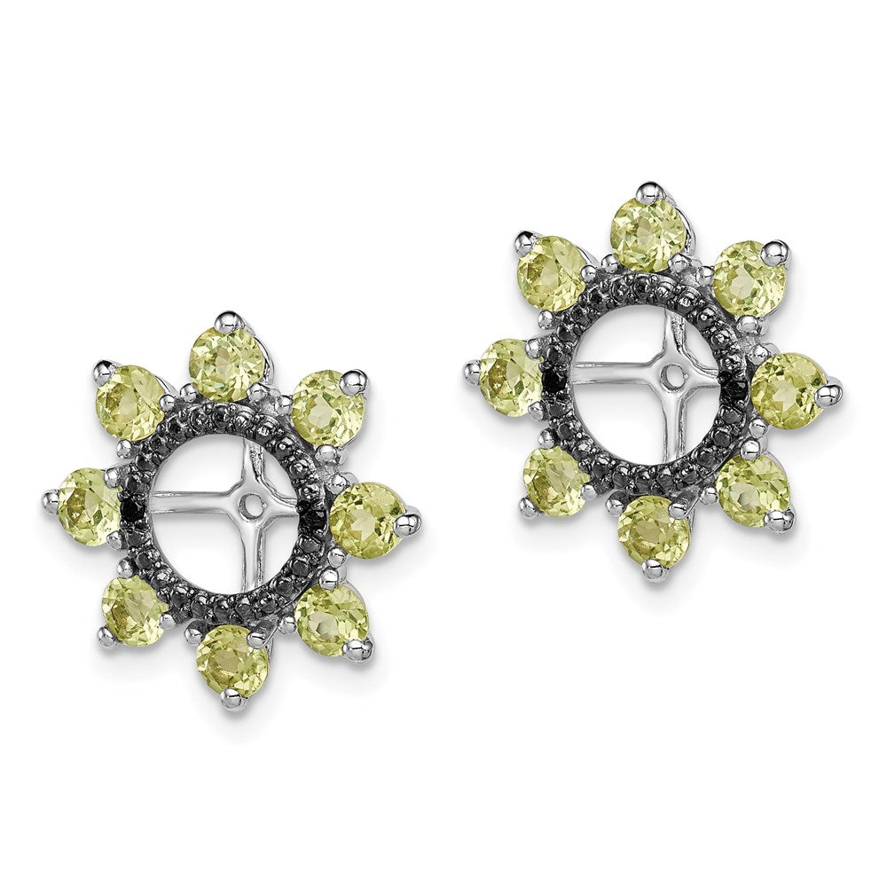 Sterling Silver Rhodium Peridot u0026 Black Sapphire Earring Jacket