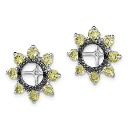 Sterling Silver Rhodium Peridot u0026 Black Sapphire Earring Jacket
