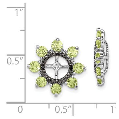 Sterling Silver Rhodium Peridot u0026 Black Sapphire Earring Jacket