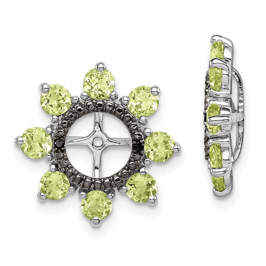 Sterling Silver Rhodium Peridot u0026 Black Sapphire Earring Jacket