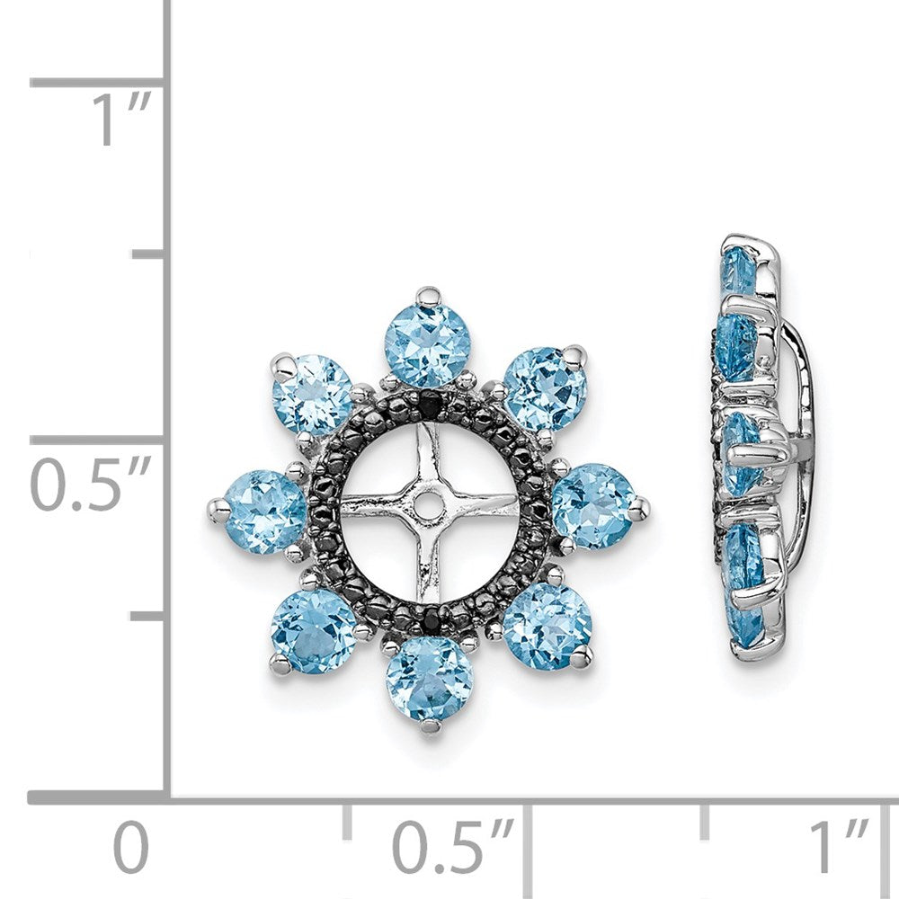 Sterling Silver Rhodium Swiss Blue Topaz u0026 Black Sapphire Earring Jacket