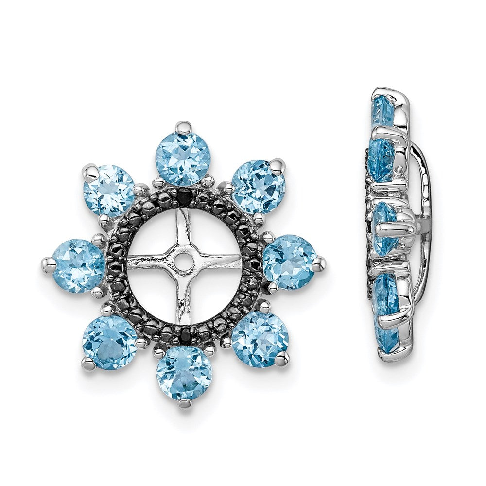 Sterling Silver Rhodium Swiss Blue Topaz u0026 Black Sapphire Earring Jacket