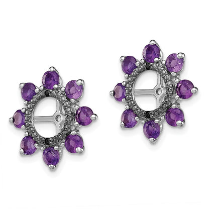 Sterling Silver Rhodium Amethyst u0026 Black Sapphire Earring Jacket