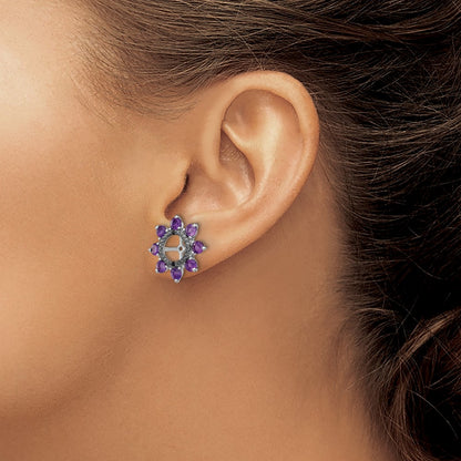 Sterling Silver Rhodium Amethyst u0026 Black Sapphire Earring Jacket