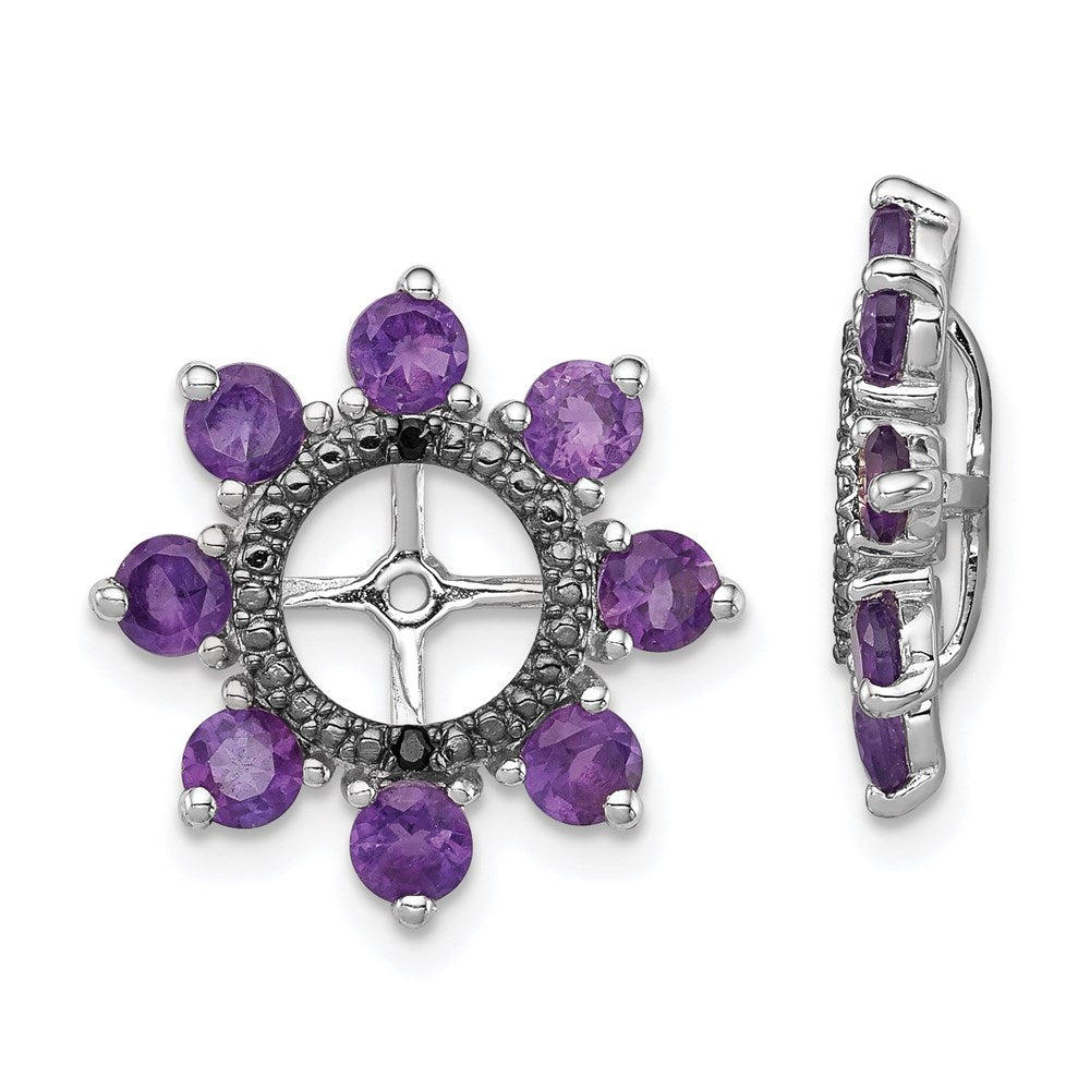 Sterling Silver Rhodium Amethyst u0026 Black Sapphire Earring Jacket