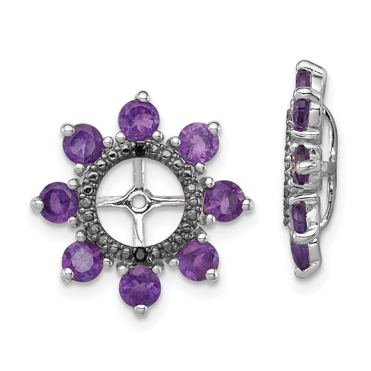 Sterling Silver Rhodium Amethyst u0026 Black Sapphire Earring Jacket