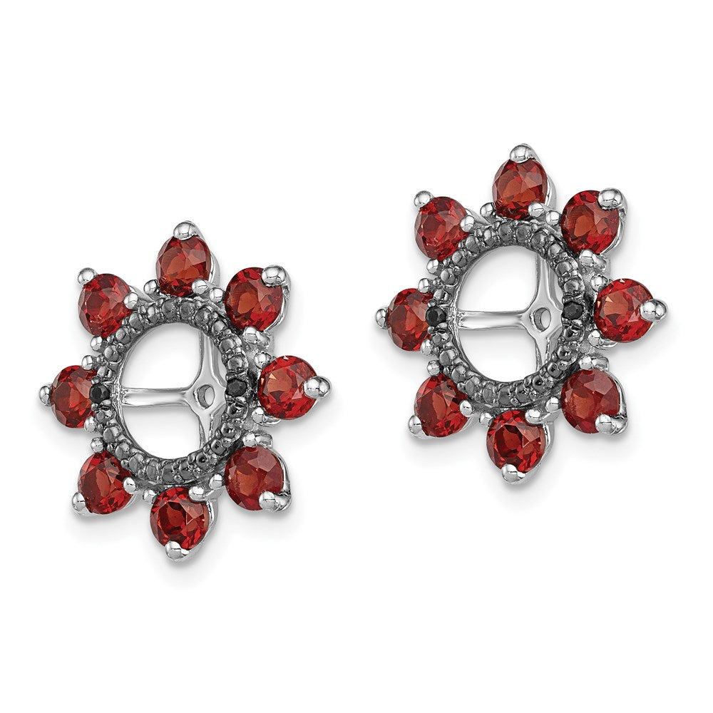Sterling Silver Rhodium Garnet u0026 Black Sapphire Earring Jacket
