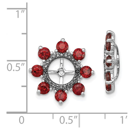 Sterling Silver Rhodium Garnet u0026 Black Sapphire Earring Jacket