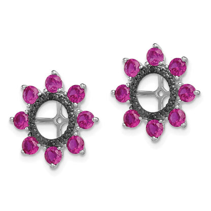 Sterling Silver Rhodium Created Ruby u0026 Black Sapphire Earring Jacket