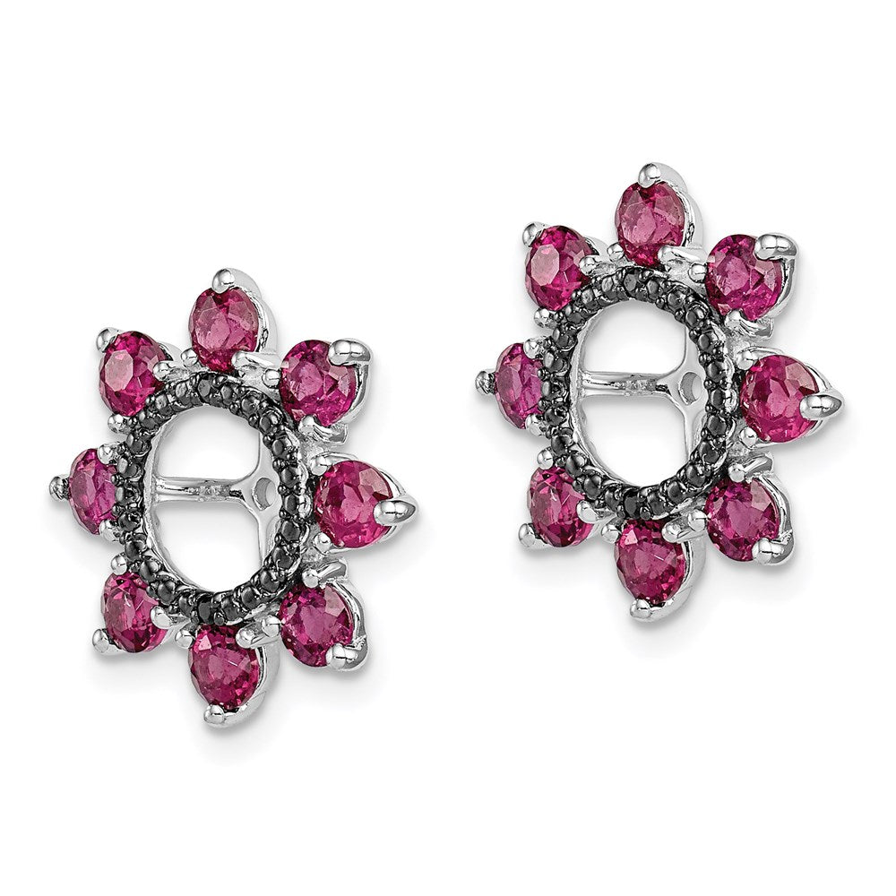Sterling Silver Rhodium Rhodolite Garnet u0026 Black Sapphire Earring Jacket