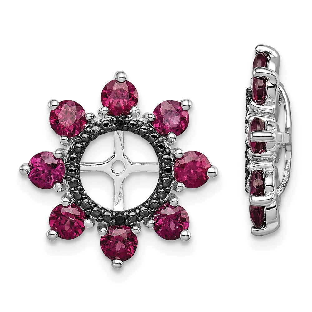 Sterling Silver Rhodium Rhodolite Garnet u0026 Black Sapphire Earring Jacket