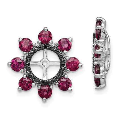 Sterling Silver Rhodium Rhodolite Garnet u0026 Black Sapphire Earring Jacket