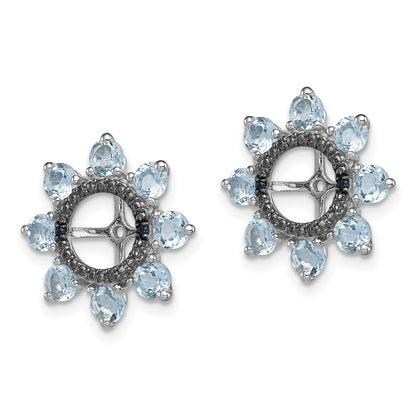 Sterling Silver Rhodium Aquamarine u0026 Black Sapphire Earring Jacket