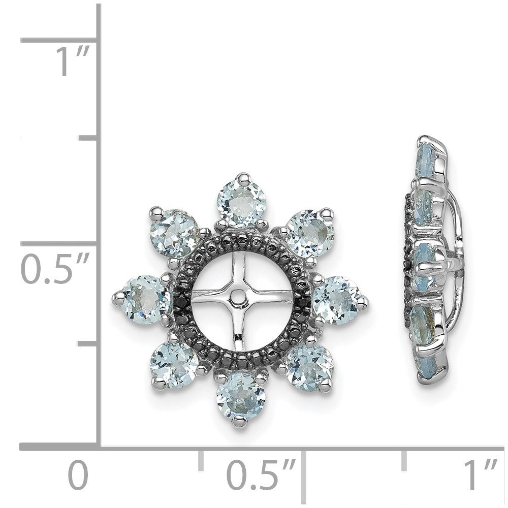 Sterling Silver Rhodium Aquamarine u0026 Black Sapphire Earring Jacket
