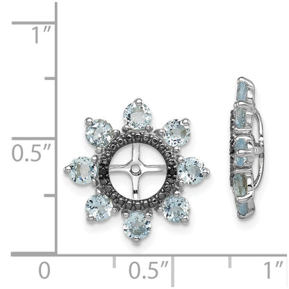 Sterling Silver Rhodium Aquamarine u0026 Black Sapphire Earring Jacket