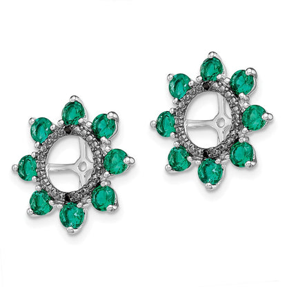 Sterling Silver Rhodium Created Emerald u0026 Black Sapphire Earring Jacket