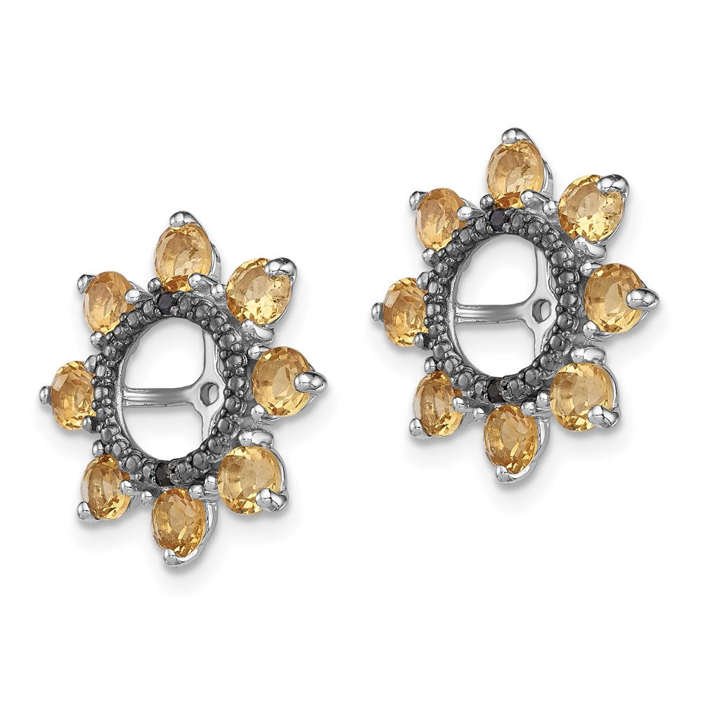 Sterling Silver Rhodium Citrine u0026 Black Sapphire Earring Jacket