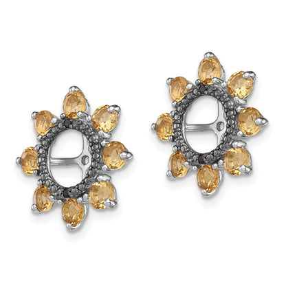 Sterling Silver Rhodium Citrine u0026 Black Sapphire Earring Jacket