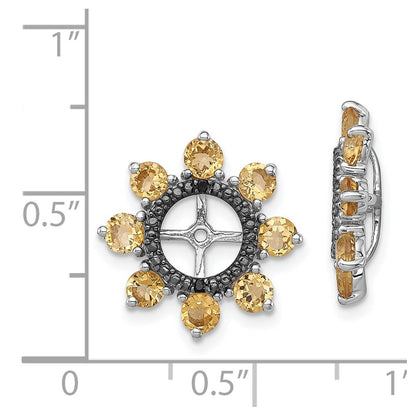 Sterling Silver Rhodium Citrine u0026 Black Sapphire Earring Jacket