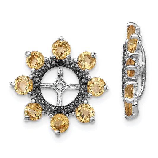 Sterling Silver Rhodium Citrine u0026 Black Sapphire Earring Jacket