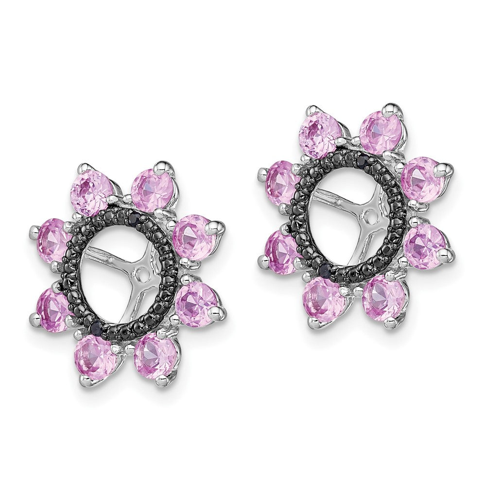 Sterling Silver Rhodium Created Pink Sapphire u0026 Black Sapphire Earring Jack