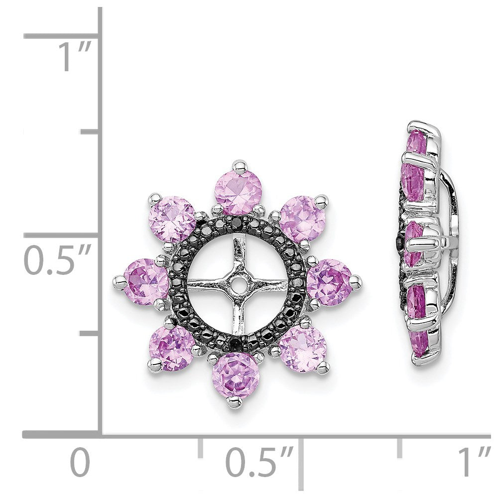 Sterling Silver Rhodium Created Pink Sapphire u0026 Black Sapphire Earring Jack