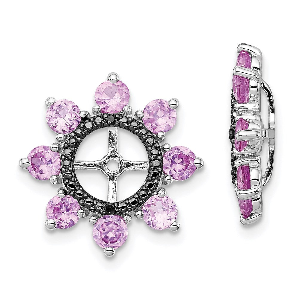 Sterling Silver Rhodium Created Pink Sapphire u0026 Black Sapphire Earring Jack
