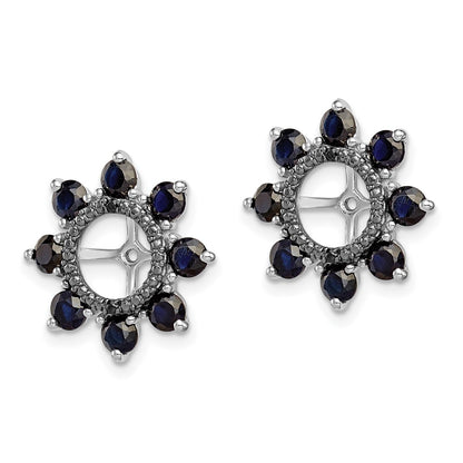 Sterling Silver Rhodium Created Sapphire u0026 Black Sapphire Earring Jacket