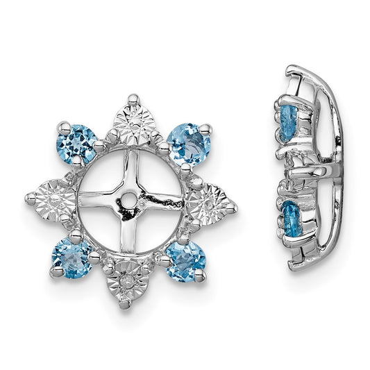 Sterling Silver Rhodium Diamond u0026 Swiss Blue Topaz Earring Jacket