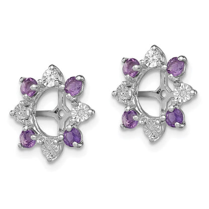Sterling Silver Rhodium Diamond u0026 Amethyst Earring Jacket
