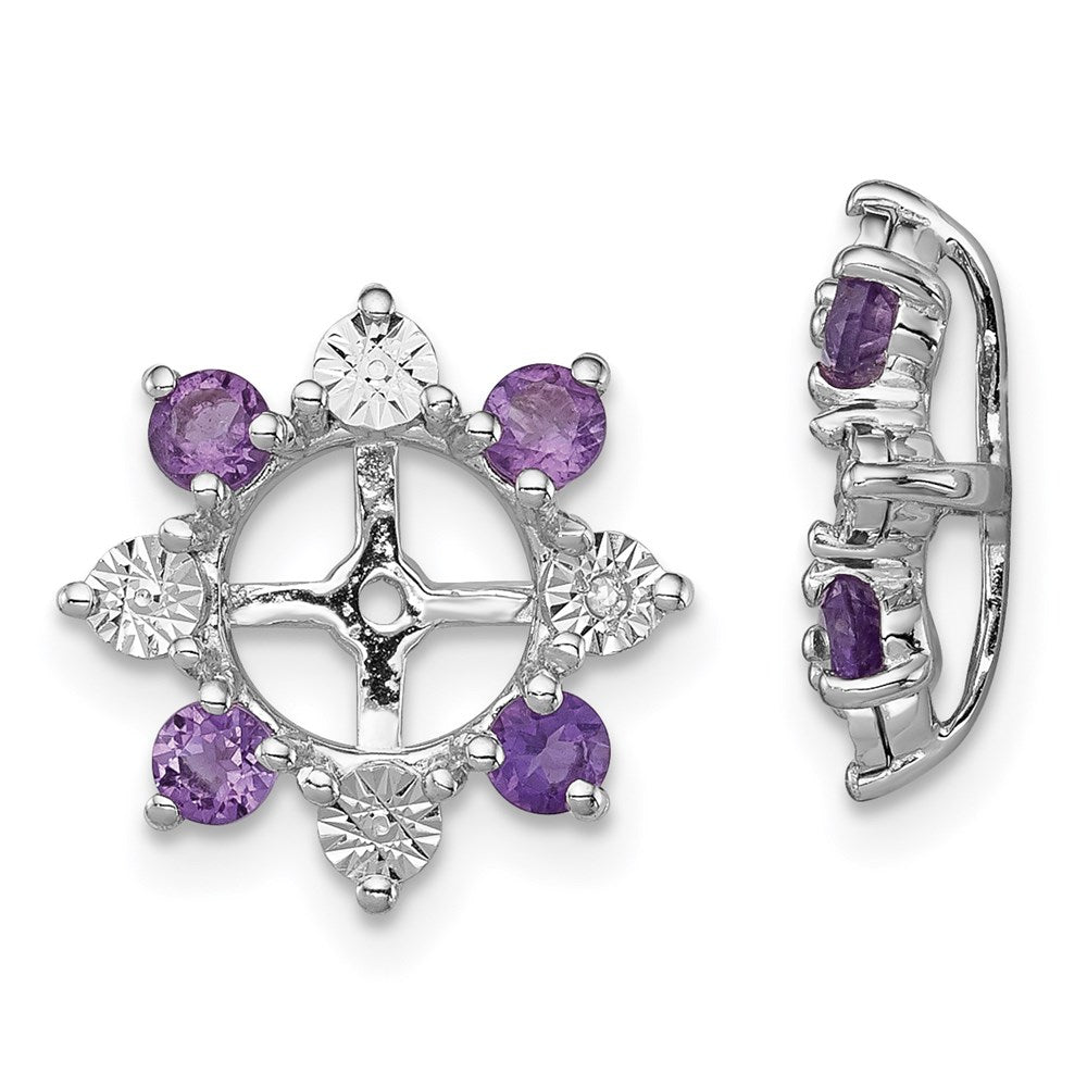 Sterling Silver Rhodium Diamond u0026 Amethyst Earring Jacket