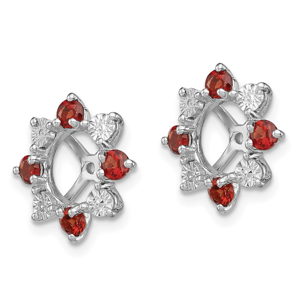 Sterling Silver Rhodium Diamond u0026 Garnet Earring Jacket