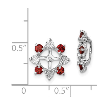 Sterling Silver Rhodium Diamond u0026 Garnet Earring Jacket