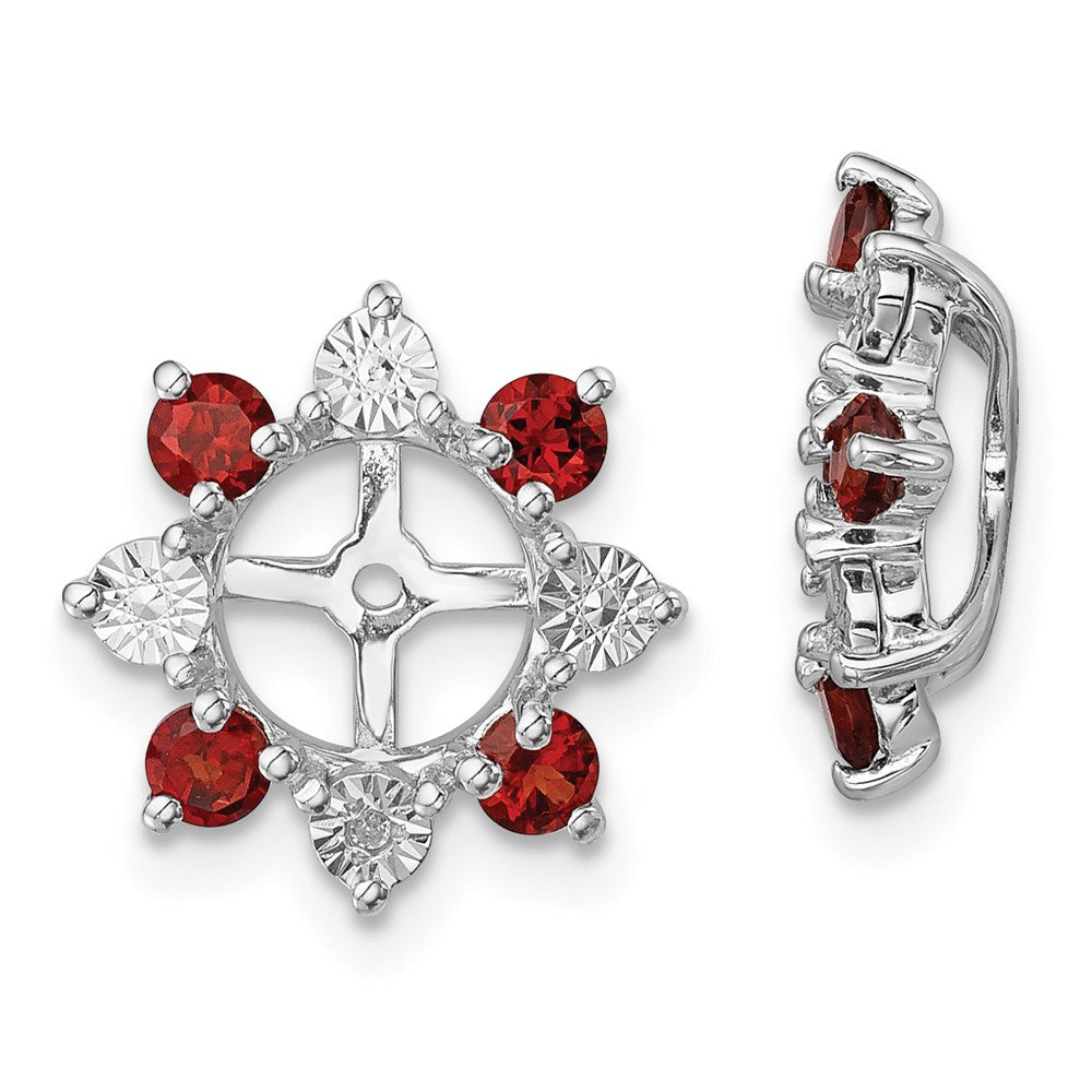 Sterling Silver Rhodium Diamond u0026 Garnet Earring Jacket