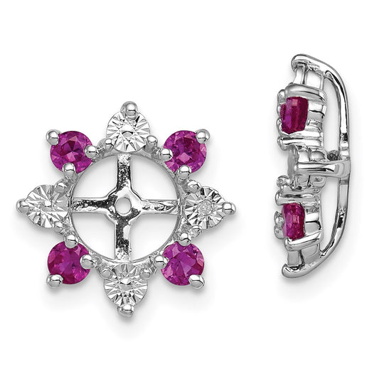 Sterling Silver Rhodium Diamond u0026 Created Ruby Earring Jacket