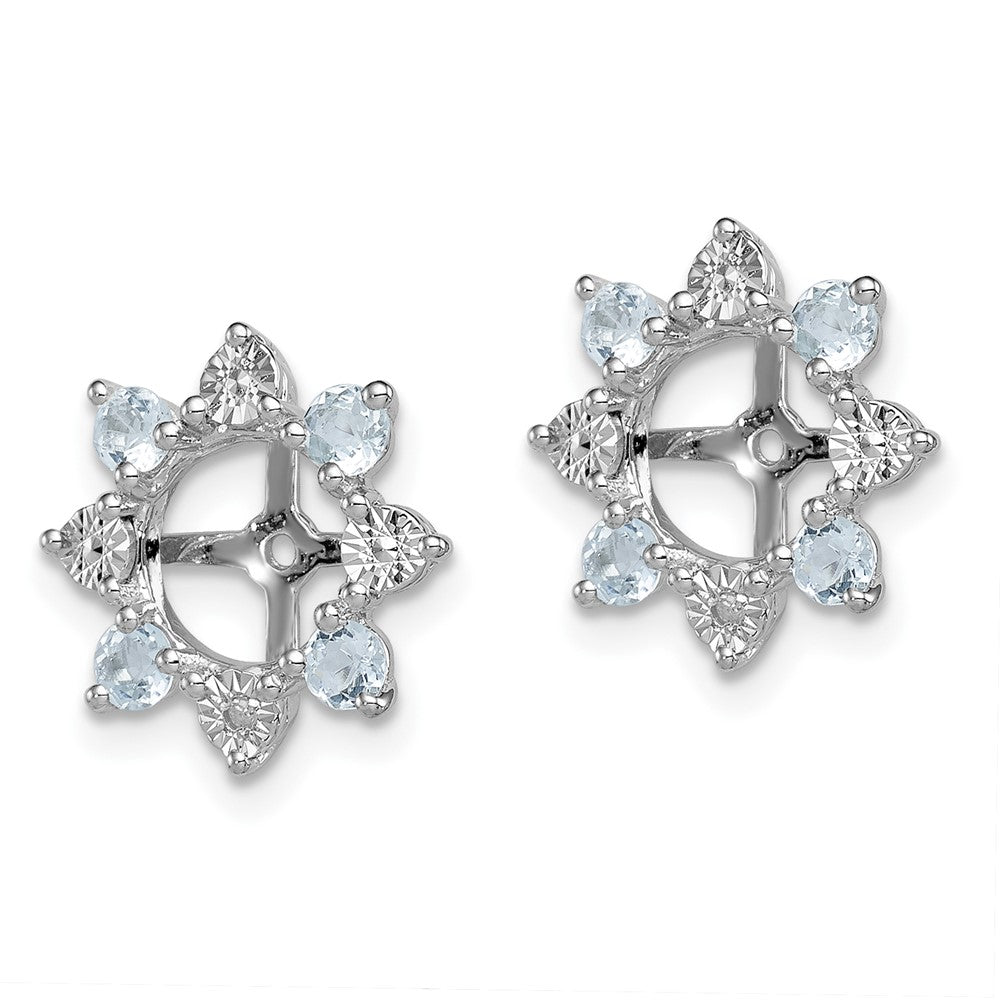 Sterling Silver Rhodium Diamond u0026 Aquamarine Earring Jacket