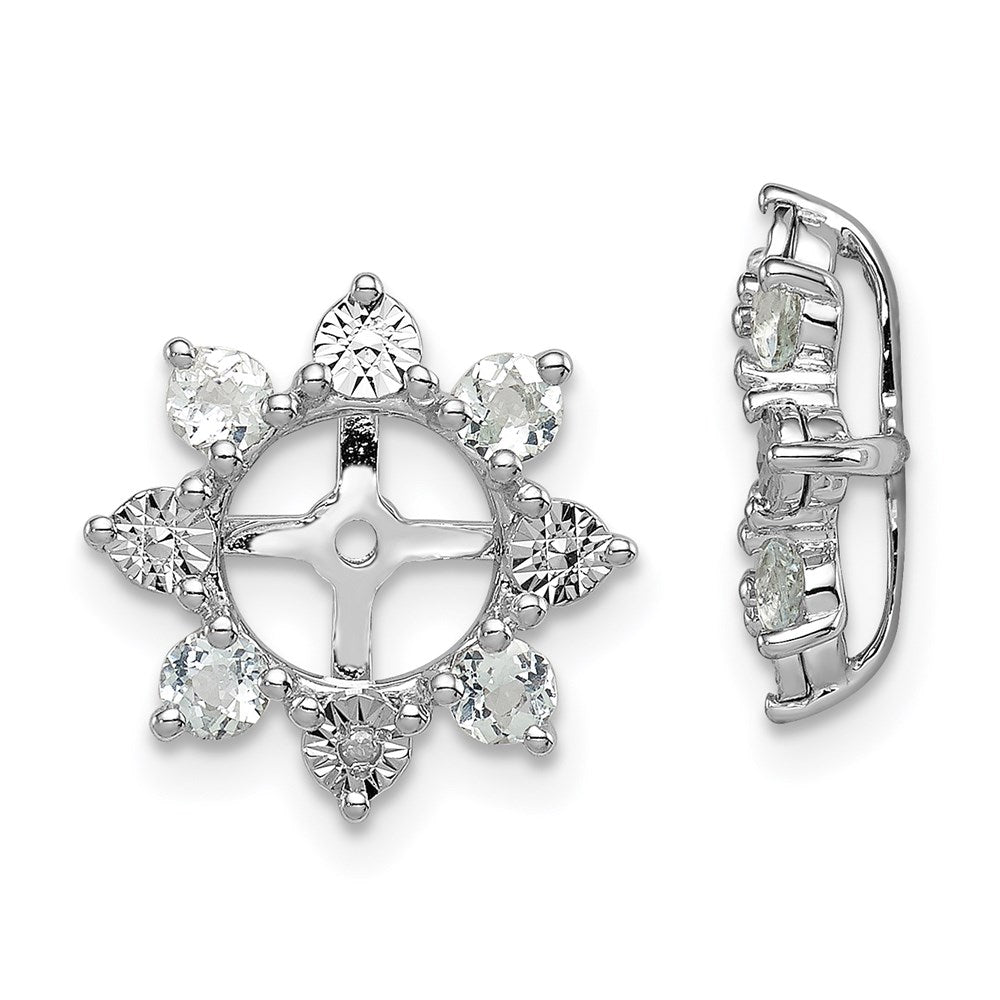 Sterling Silver Rhodium Diamond u0026 Aquamarine Earring Jacket