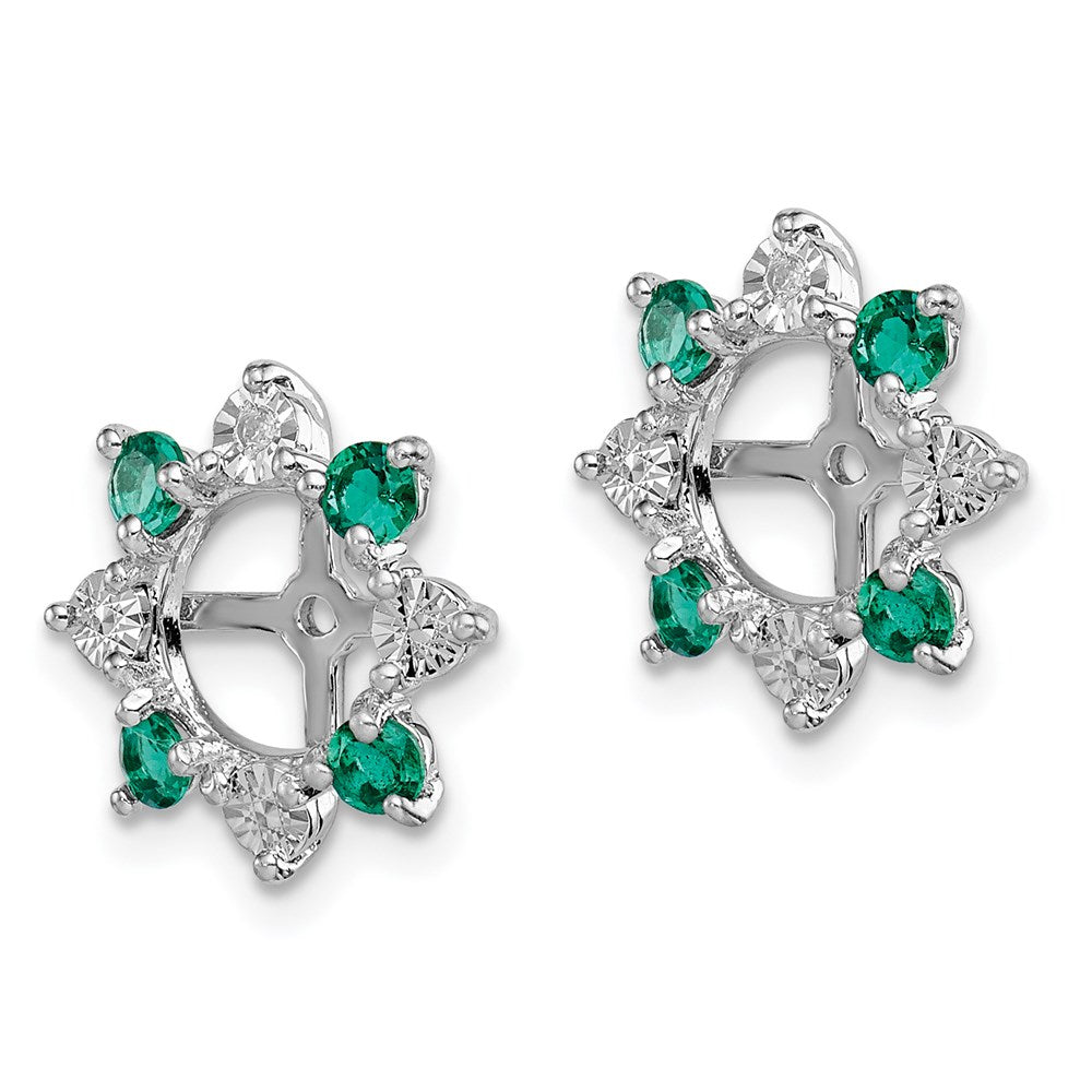 Sterling Silver Rhodium Diamond u0026 Created Emerald Earring Jacket
