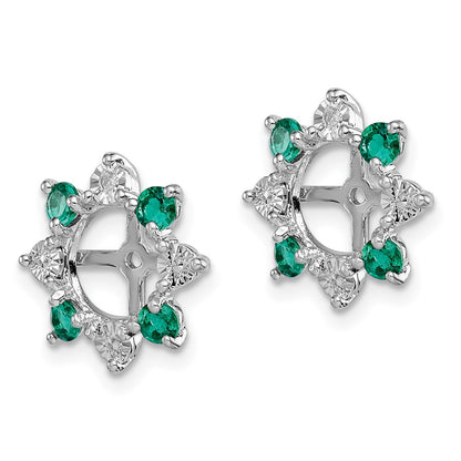 Sterling Silver Rhodium Diamond u0026 Created Emerald Earring Jacket
