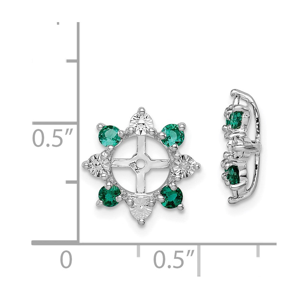 Sterling Silver Rhodium Diamond u0026 Created Emerald Earring Jacket