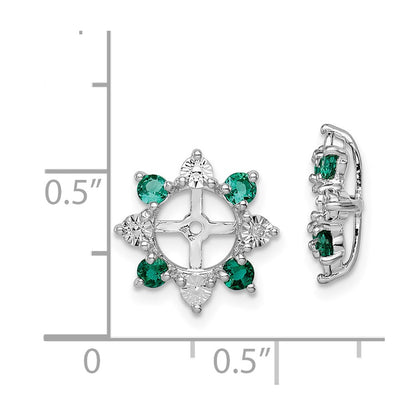 Sterling Silver Rhodium Diamond u0026 Created Emerald Earring Jacket