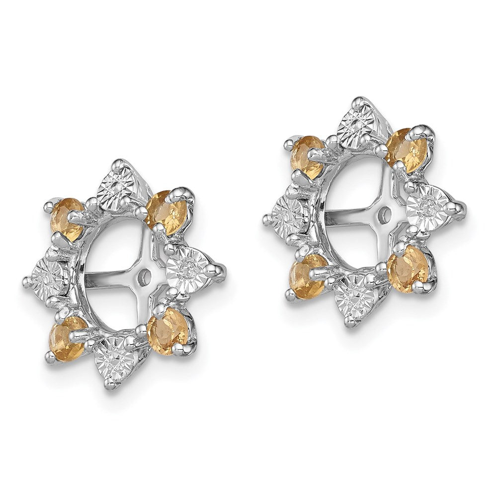 Sterling Silver Rhodium Diamond u0026 Citrine Earring Jacket