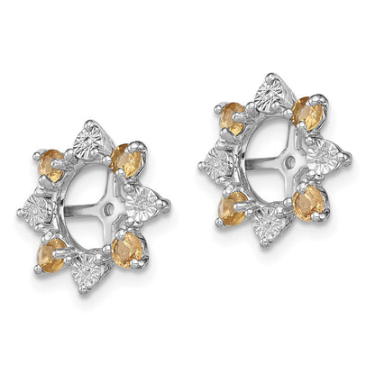 Sterling Silver Rhodium Diamond u0026 Citrine Earring Jacket