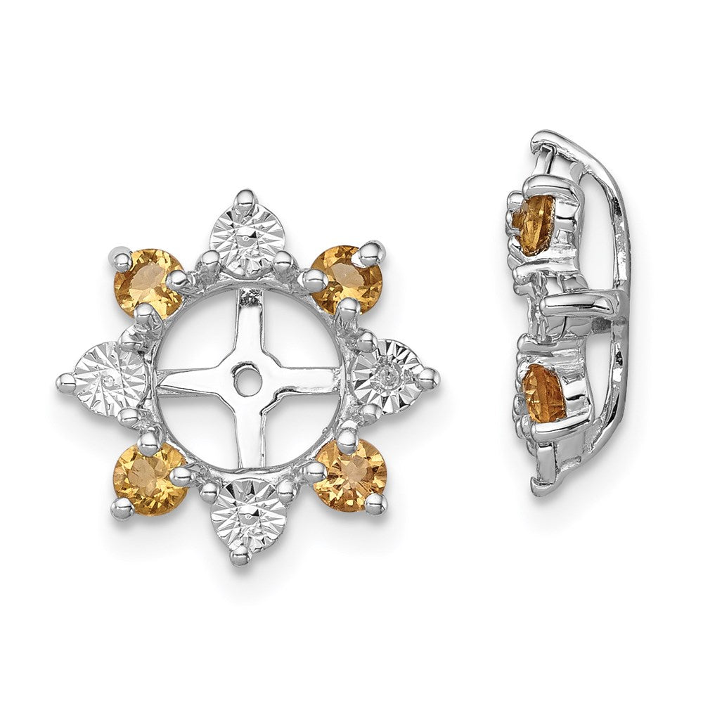 Sterling Silver Rhodium Diamond u0026 Citrine Earring Jacket