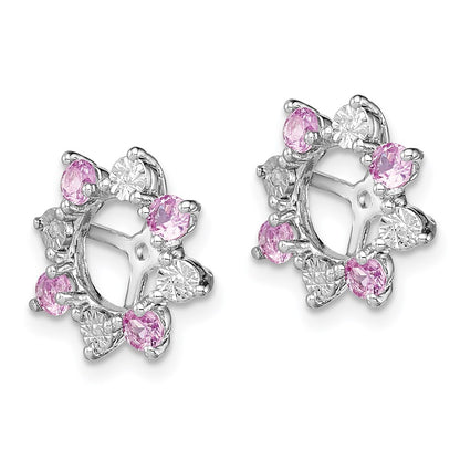 Sterling Silver Rhodium Diamond u0026 Created Pink Sapphire Earring Jacket