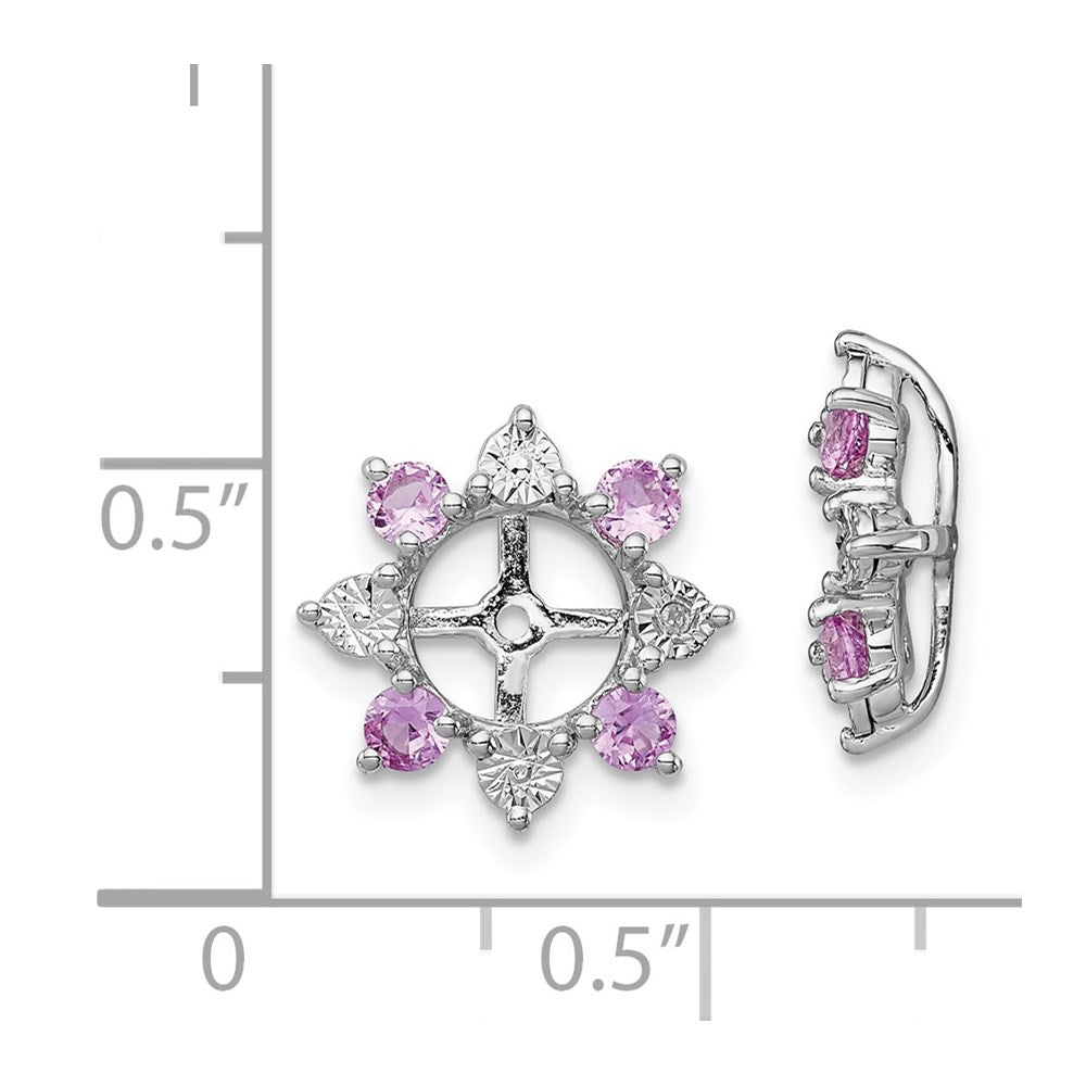 Sterling Silver Rhodium Diamond u0026 Created Pink Sapphire Earring Jacket